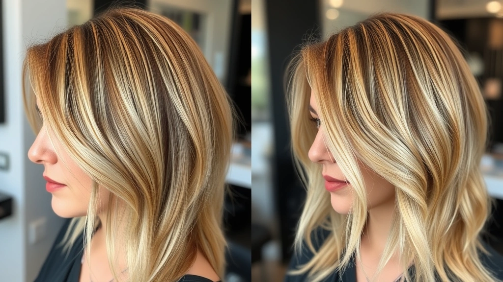 Woman with visibly damaged and repaired hair sections side by side, showing before and after transformation of split ends and texture, natural lighting, professional salon setting, photorealistic, no text overlay