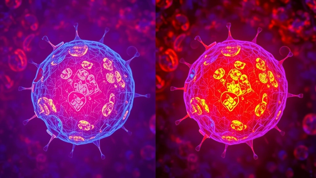 Photorealistic comparison showing skin cell damage visualization during blue light photodynamic therapy activation, abstract molecular illustration style, clinical accuracy