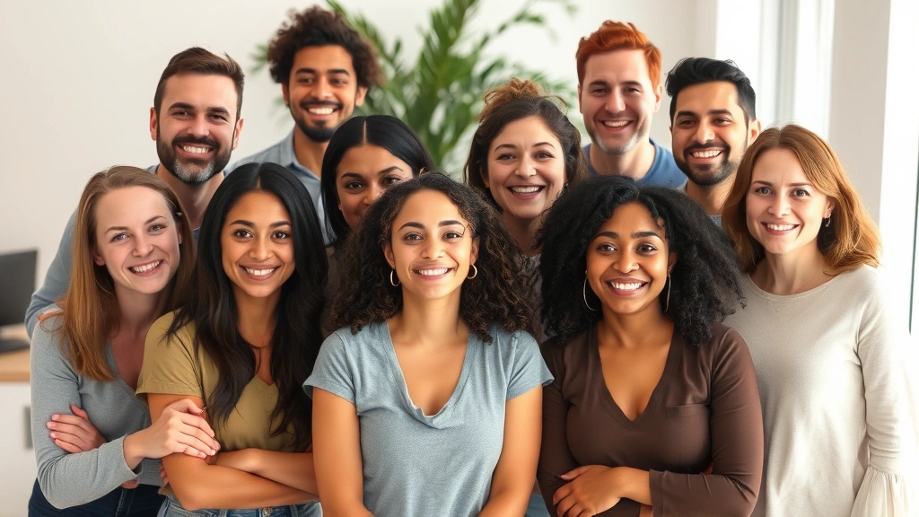 A diverse group of people in a supportive environment looking peaceful and confident, symbolizing successful recovery from generalized anxiety disorder through professional treatment