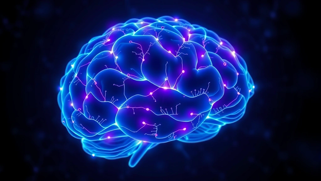 Brain neural pathways glowing with blue and purple light, representing cognitive processing and trauma memory integration, abstract scientific visualization, no text overlay, clean background