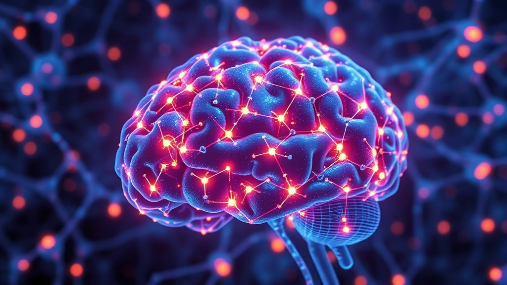 Brain neural network visualization showing interconnected neurons with warm amber and blue light patterns, representing implicit memory systems and emotional pathways, photorealistic 3D rendering, no text or labels