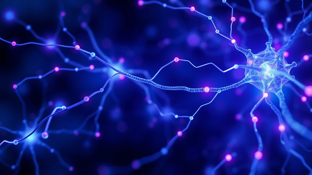 Abstract visualization of neural pathways and synaptic connections lighting up, representing memory reconsolidation and neuroplasticity, deep blues and purples with interconnected nodes, scientific illustration style