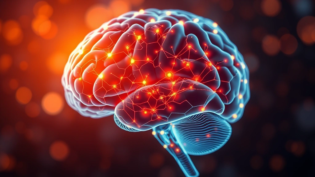 Brain scan visualization showing neural networks lighting up in warm colors, representing emotional processing centers and prefrontal cortex activation, abstract scientific imagery with depth of field