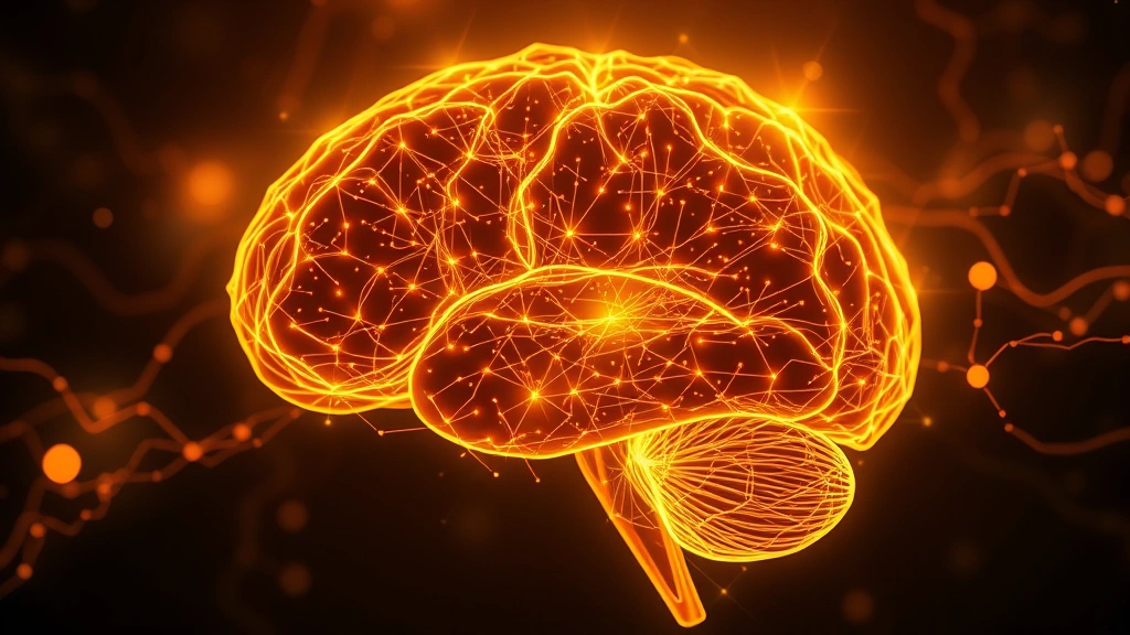 Brain visualization showing glowing neural pathways and synaptic connections in warm golden light, representing mindfulness meditation effects on brain structure, scientific and ethereal, no text or labels