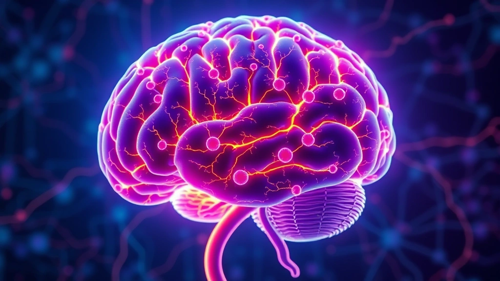 Human brain illustration with glowing neural pathways and blood vessels highlighted in vibrant colors, representing healthy cerebral perfusion and neuroplasticity