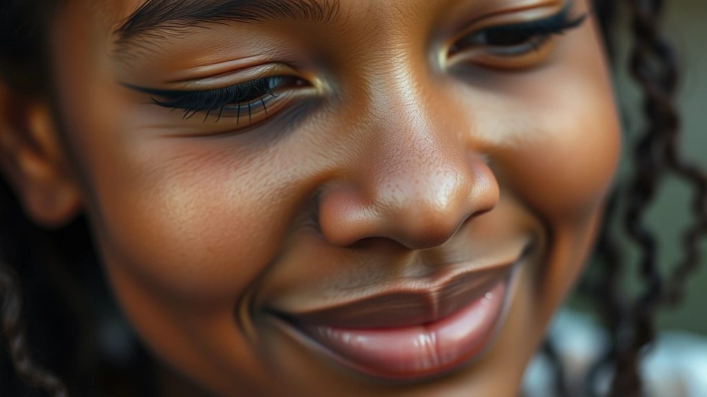 Close-up of a person's face showing contemplation and relief; warm, compassionate expression; soft focus background representing hope and clarity