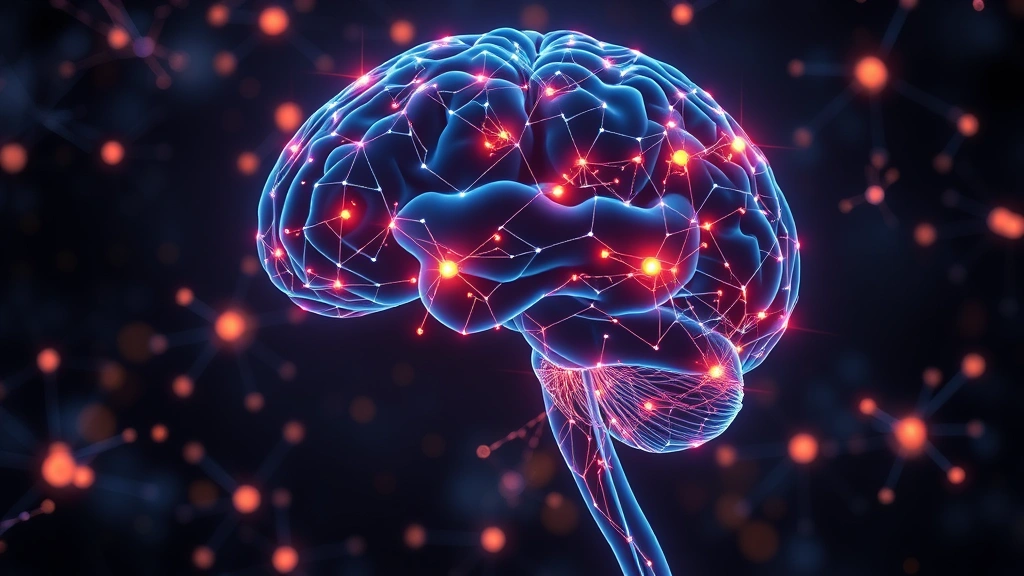 Brain visualization with glowing neural networks and synaptic connections, representing neuroplasticity and mindfulness benefits, scientific medical illustration style, photorealistic