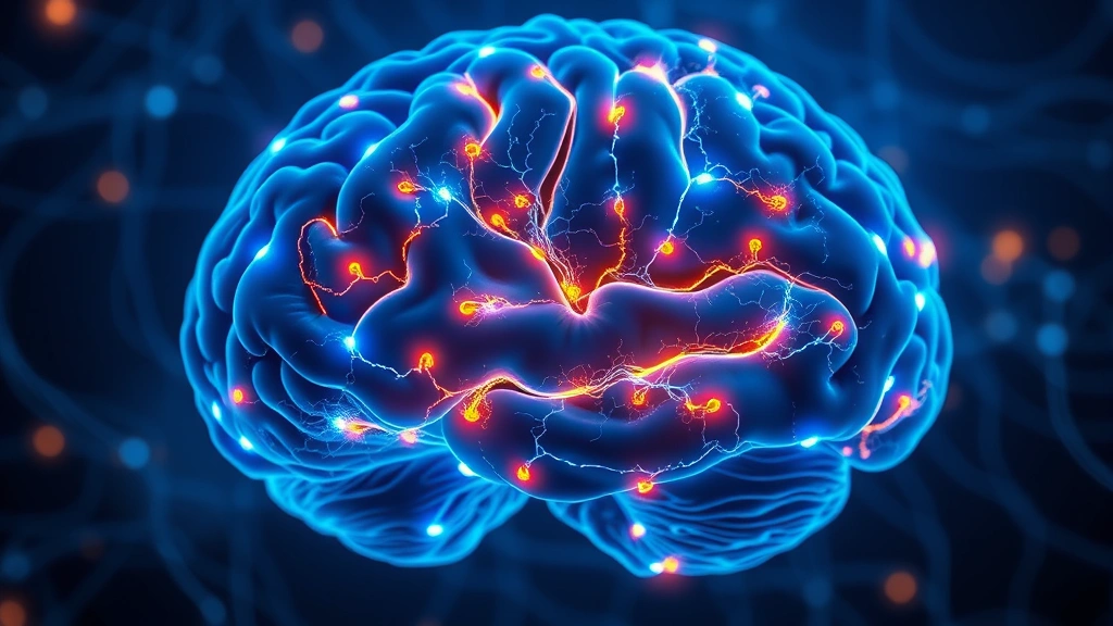 Brain visualization showing neural pathways lighting up with blue and golden light, highlighting prefrontal cortex and attention networks, representing neuroplasticity and brain rewiring, abstract yet photorealistic scientific illustration style