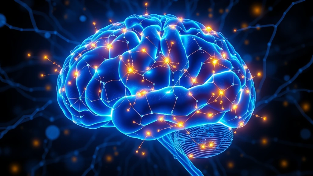 Brain illustration showing neural pathways and connections lighting up in blue and golden colors, representing neuroplasticity and emotional regulation centers