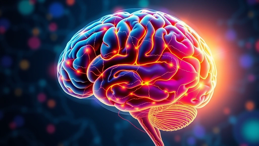 Colorful brain illustration showing highlighted neural pathways and prefrontal cortex region glowing with warm light, representing mindfulness-induced neuroplasticity changes
