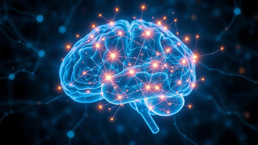 Brain visualization showing neural pathways lighting up during meditation, glowing connections between neurons, abstract scientific representation of mindfulness neuroplasticity