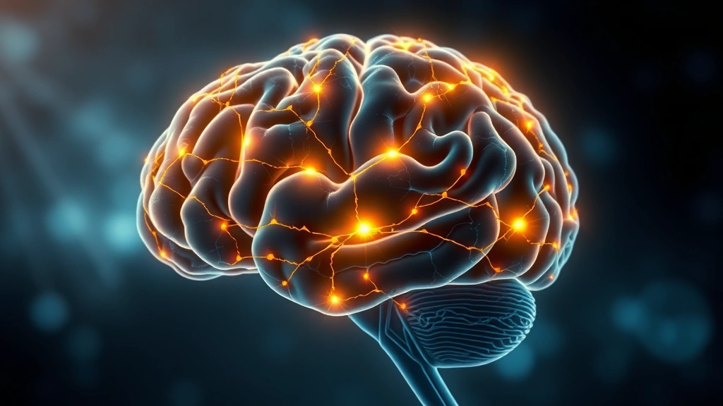 Brain illustration showing neural pathways lighting up in golden light, representing neuroplasticity and healing, abstract yet scientifically inspired visualization, no text or labels, representing mindfulness-enhanced recovery
