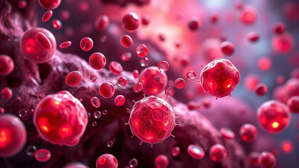 Photorealistic illustration of platelet cells and growth factors interacting with damaged tissue cells, molecular-level biological process visualization, vibrant colors representing healing cascade, no text or diagrams