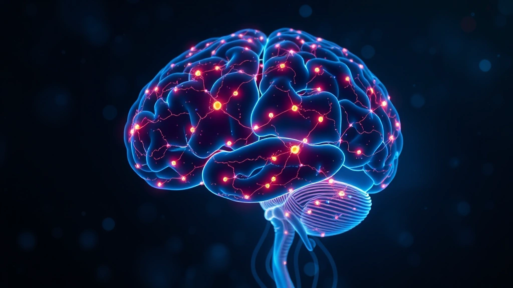 Brain visualization showing neural pathways lighting up during meditation, scientific illustration of mindfulness activation, glowing synapses and calm color palette