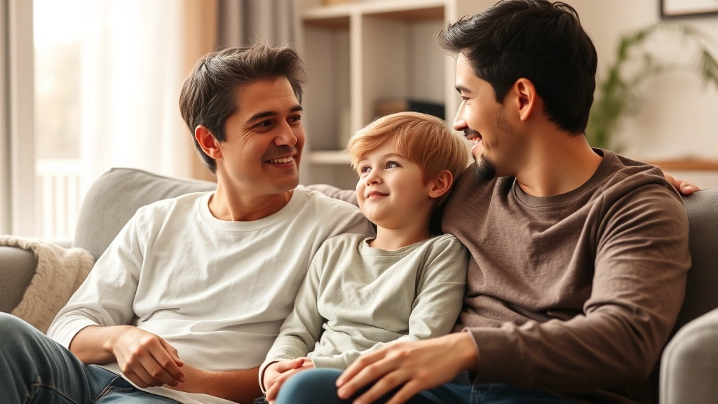 Parent and teenage child sitting together on couch having a meaningful conversation, both looking engaged and understanding, natural home setting, warm lighting showing emotional connection and active listening