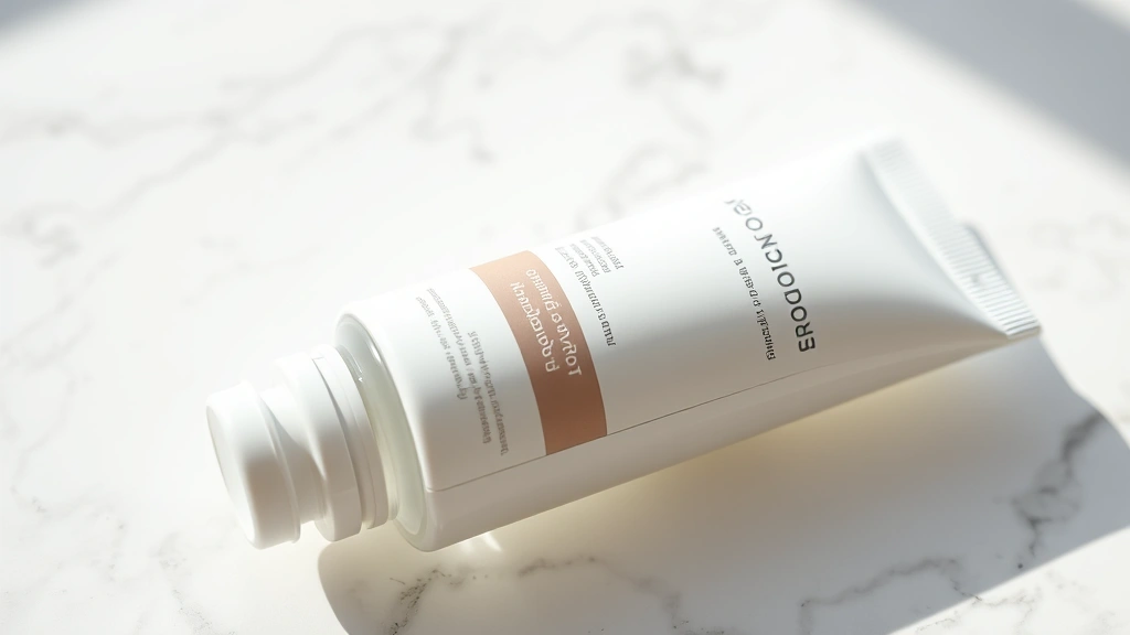 Close-up of a modern therapeutic leave-in product bottle with sleek minimalist design on a white marble surface with soft natural lighting, no labels visible