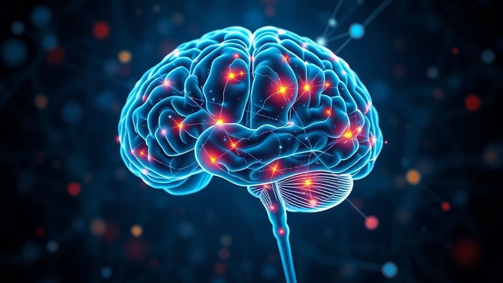 Brain scan visualization showing neural pathways lighting up during meditation practice, abstract scientific imagery of mindfulness neural activation, modern neuroscience illustration style