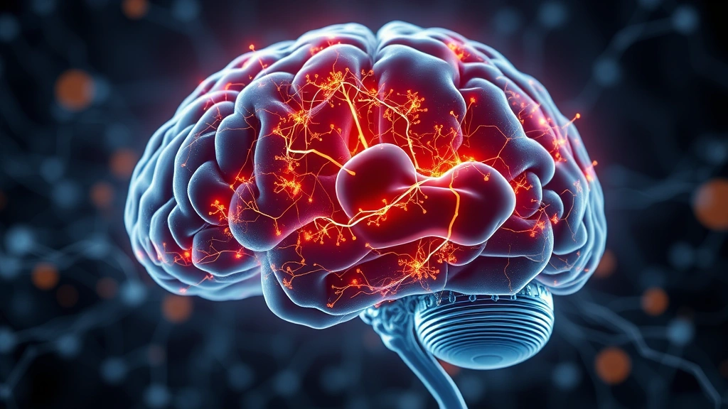 Photorealistic brain imaging visualization showing neural networks and synaptic connections, representing mental health and neurological function, scientific medical illustration style, no visible text