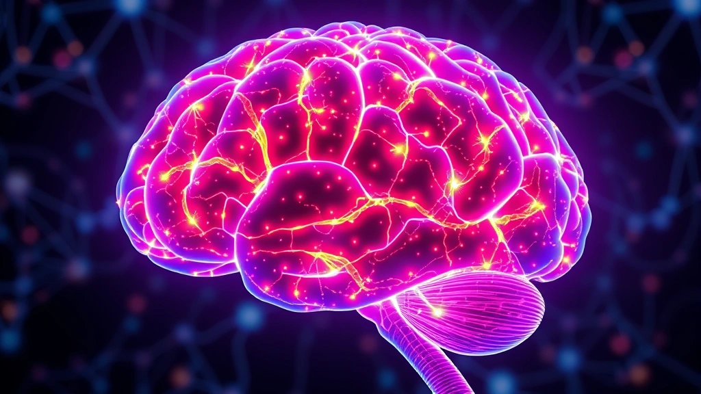 A human brain with glowing neural pathways and connections, showing memory formation in vibrant colors, scientific visualization style, photorealistic, no labels