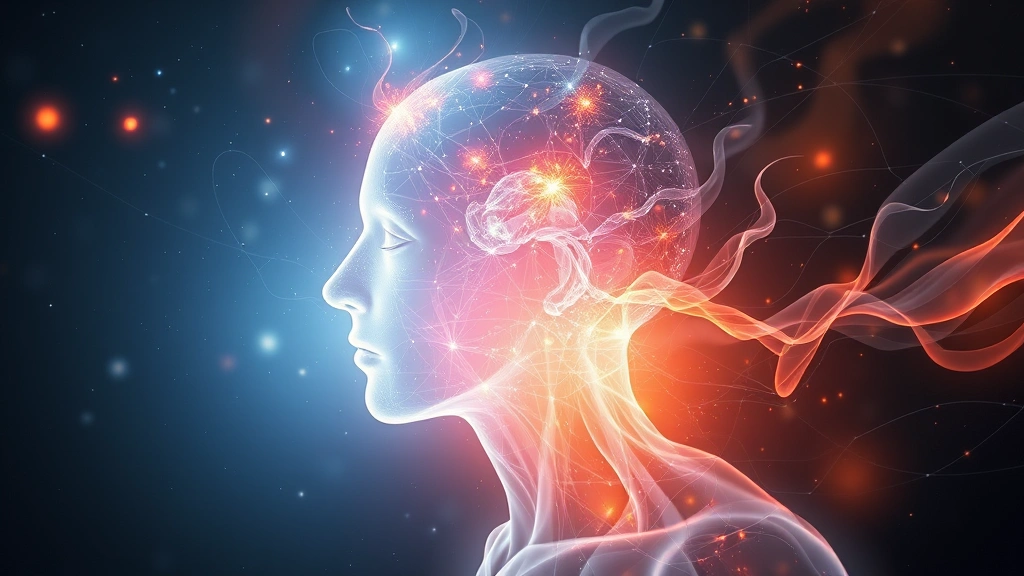 An abstract visualization of human consciousness or memory with ethereal light patterns, flowing energy, and mystical atmosphere suggesting spiritual exploration and inner journeys