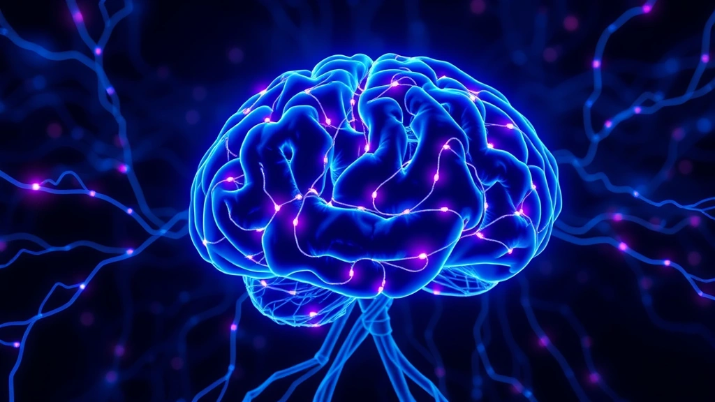 Brain neural network visualization with glowing connections and pathways, representing memory and consciousness, scientific illustration style, blue and purple color palette, professional medical imagery without text labels