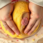 Close-up overhead shot of hands molding colorful therapy dough with soft focus background, showing texture and tactile engagement in warm natural lighting