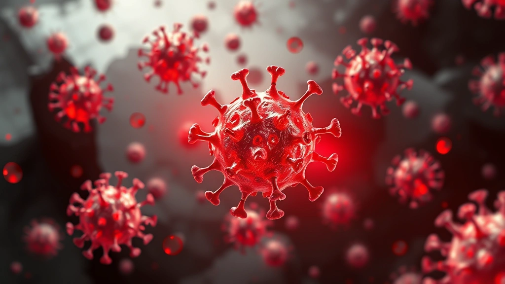 Microscopic visualization of herpes simplex virus particles with red and infrared light wavelengths illustrated around them, scientific medical illustration style