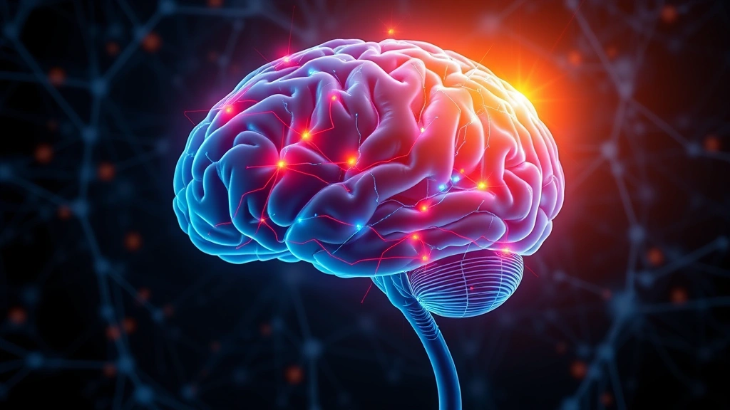 Brain visualization showing neural pathways lighting up, prefrontal cortex highlighted in warm tones, scientific illustration style, representing mindfulness neuroplasticity effects