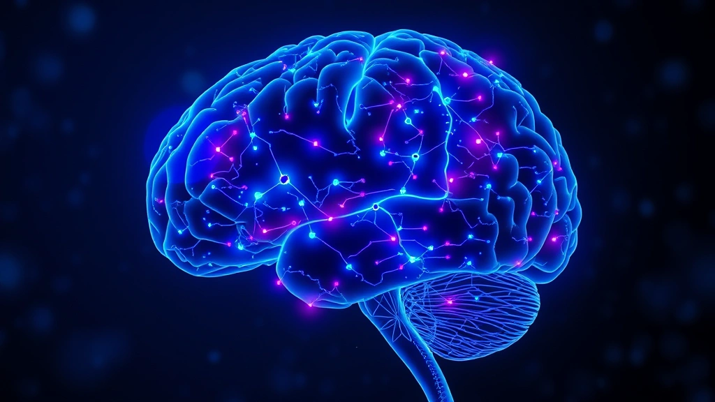 Brain scan visualization showing glowing neural networks and synapses lighting up in blues and purples, representing mindfulness meditation activating the prefrontal cortex and parasympathetic nervous system, scientific and modern aesthetic