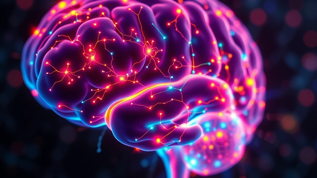 Close-up of human brain with highlighted neural pathways and glowing connections representing neuroplasticity, vibrant colors showing active neural networks, scientific visualization style, no text
