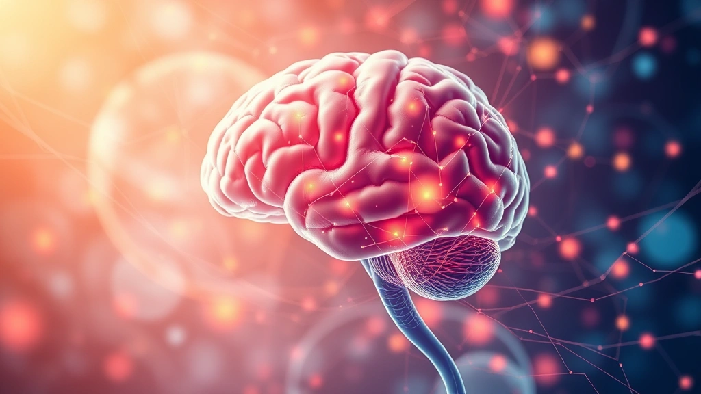 Abstract visualization of neural networks and brain activity, representing cognitive and somatic therapy integration, warm and cool tones, scientific illustration style, no text