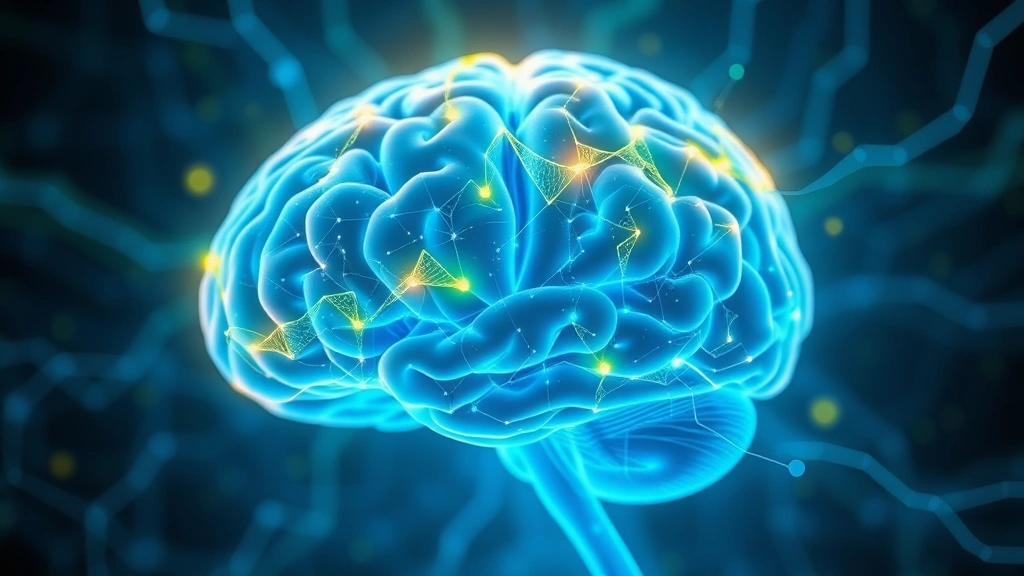 Brain neural pathways lighting up in blue and green colors showing stress reduction, parasympathetic nervous system activation, abstract but photorealistic visualization of meditation effects on brain chemistry