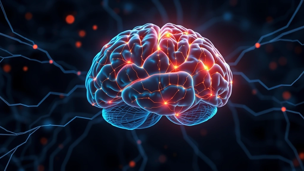 Brain neural network visualization with glowing interconnected pathways, prefrontal cortex highlighted in warm tones, abstract neuroscience illustration, no text or labels visible, representing mindfulness neuroplasticity