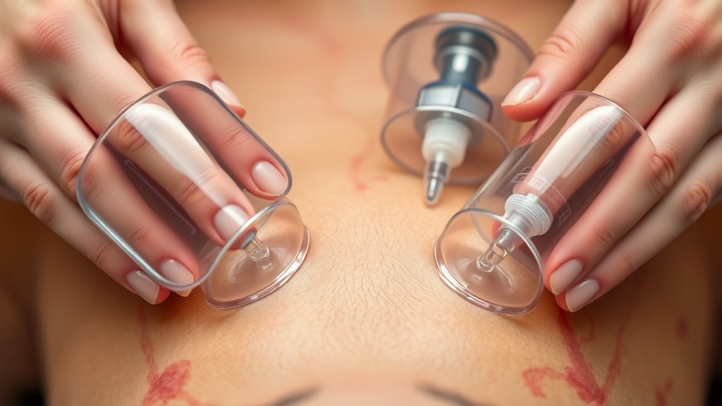 Close-up of therapeutic vacuum cups applied to human skin showing increased blood circulation and tissue engagement during active treatment session