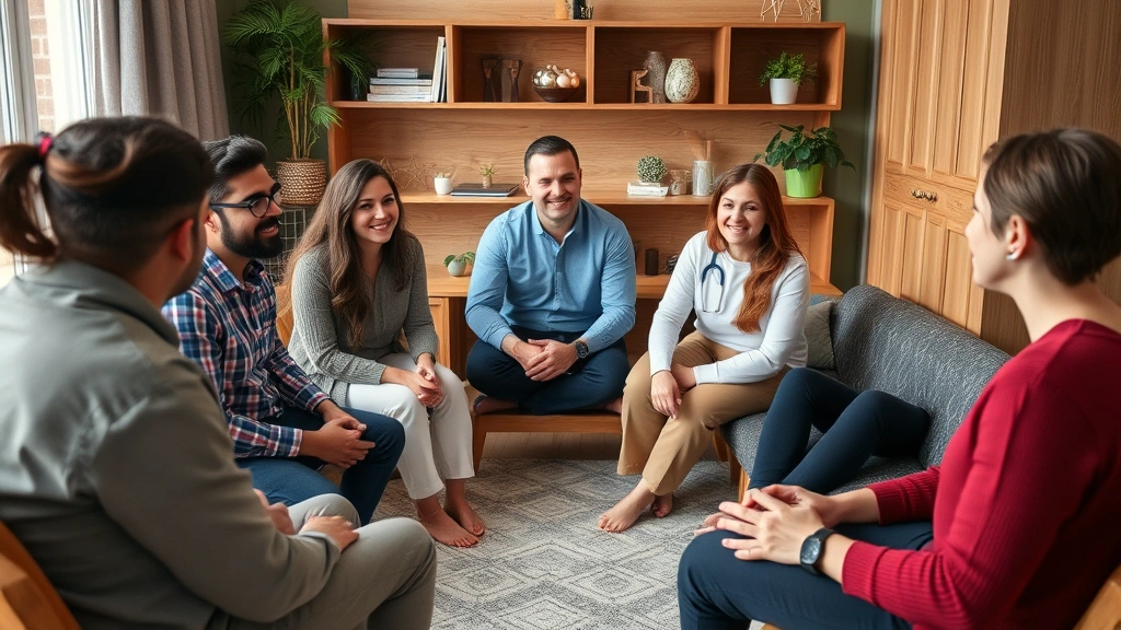 Diverse group of people in therapy session or wellness consultation with healthcare provider, discussing treatment options and mental health support strategies