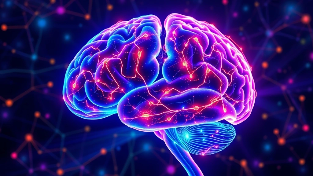 Brain scan visualization showing neural pathways and neural networks in vibrant colors, representing mindfulness meditation effects on brain activity