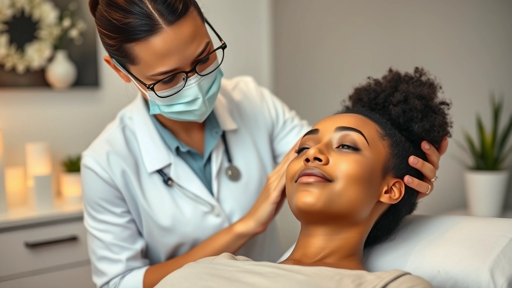 Diverse patient receiving field control therapy treatment in peaceful clinical environment, practitioner performing energetic manipulation technique, calm facial expression, soft ambient lighting, therapeutic setting with minimal distractions