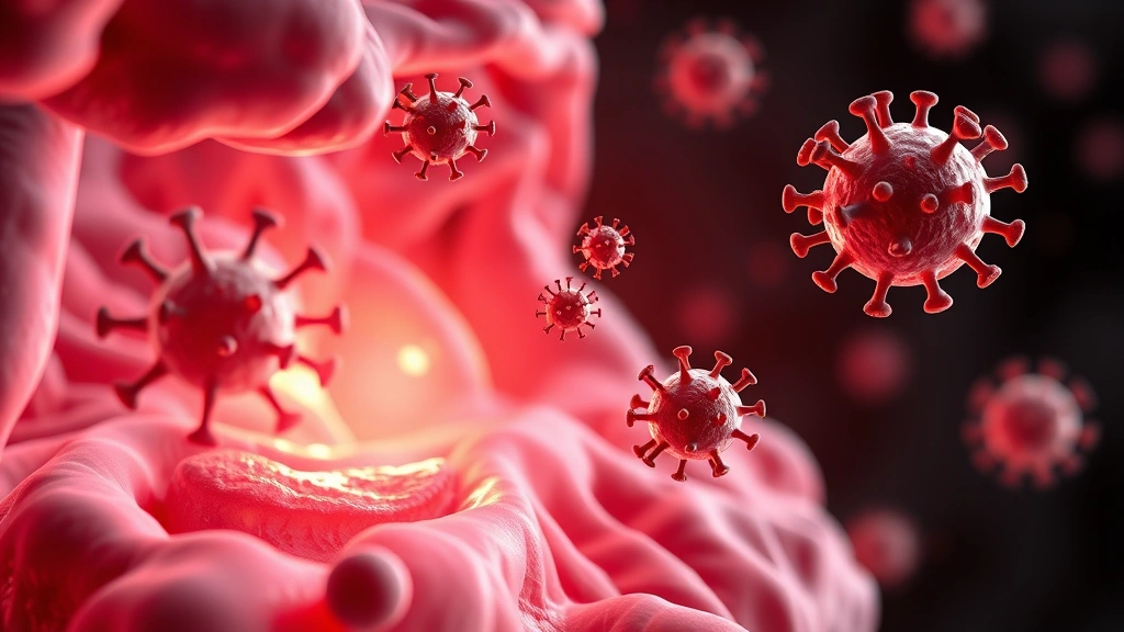 Photorealistic 3D molecular visualization of adeno-associated virus vector particles approaching neural tissue, depicting gene therapy delivery mechanism for central nervous system treatment in pediatric patients