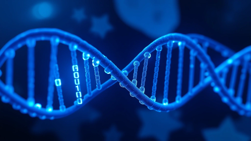 Abstract visualization of DNA double helix with therapeutic genetic sequences highlighted in blue light, representing gene correction mechanism for lysosomal storage disorders