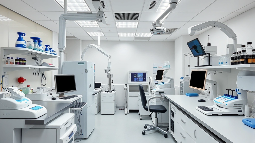 Pediatric neurology research facility with cutting-edge gene therapy equipment, modern clinical laboratory with sophisticated diagnostic instruments, professional medical environment