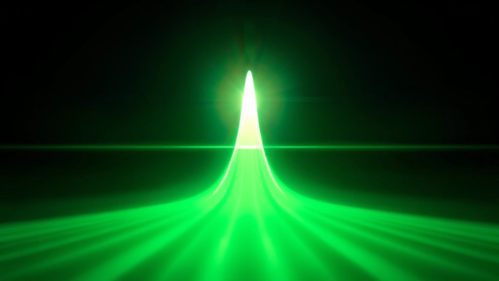 Close-up of therapeutic green light wavelength visualization showing 500-525 nanometer spectrum, abstract scientific representation with soft green luminescence, photorealistic color accuracy