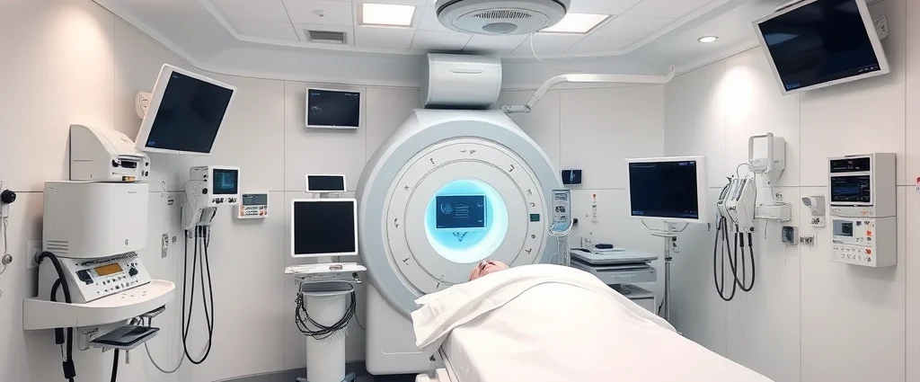 Professional hyperbaric chamber interior with medical equipment, patient-ready pressurized chamber, clinical setting with modern technology, realistic medical facility atmosphere, no text visible