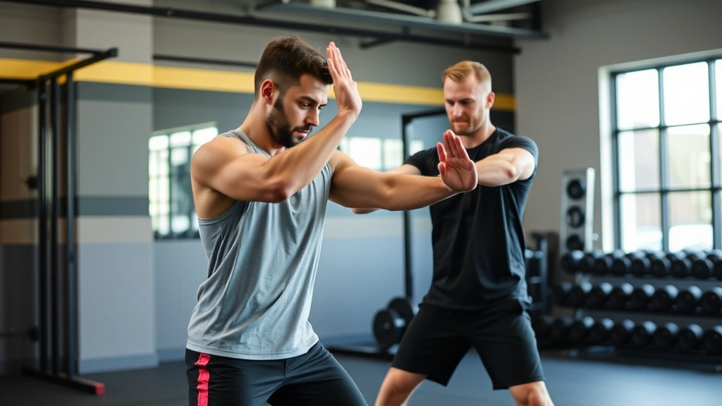 Advanced phase athlete performing sport-specific training drills with therapist observing proper form in gym environment