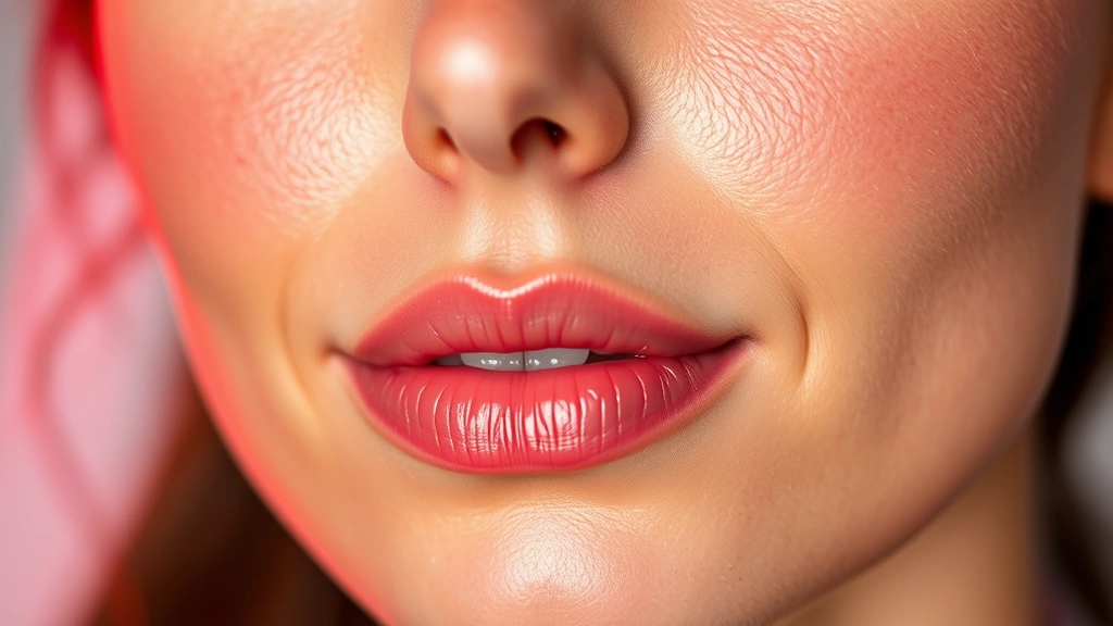 Close-up of healthy radiant facial skin showing improved texture, luminosity and refined pores from consistent red light therapy treatment, professional lighting