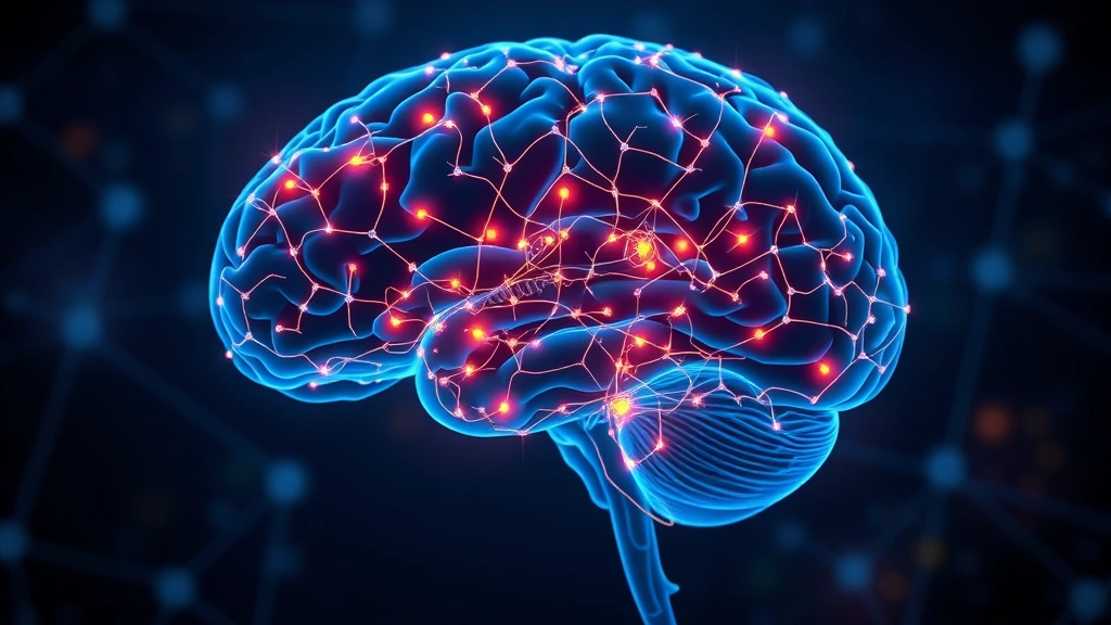 Brain imaging visualization showing neural pathways lighting up during mindfulness practice, abstract scientific representation of meditation's effect on brain connectivity and emotional processing centers