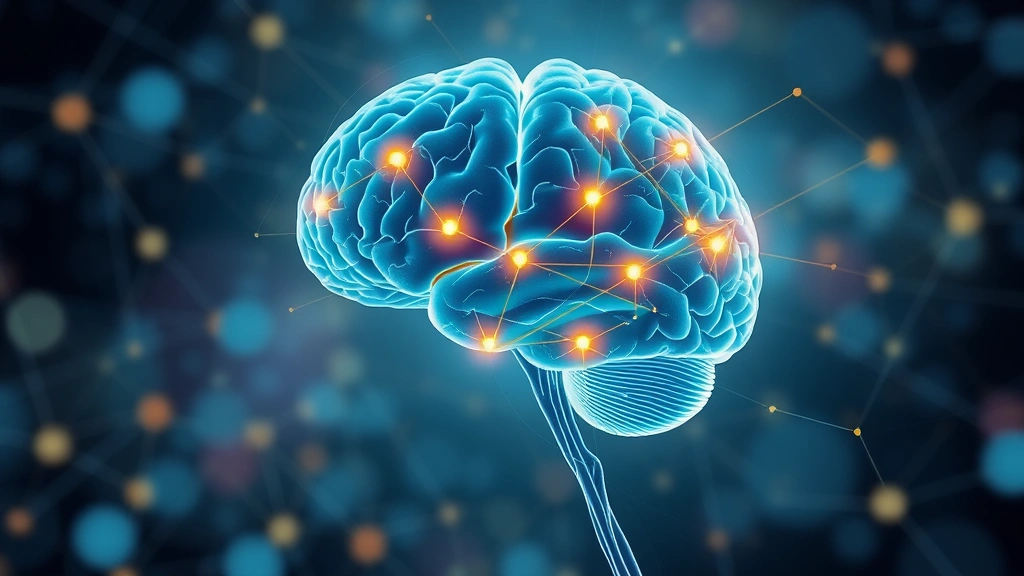 Brain illustration showing highlighted neural pathways and regions, mindfulness meditation connection visualization, scientific medical illustration style, professional healthcare imagery