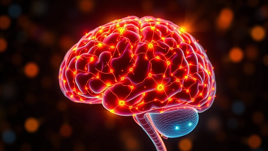 Brain scan visualization showing neural connections lighting up in warm colors, representing mindfulness neuroplasticity changes, scientific medical imaging style, no text overlays