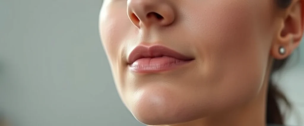 Close-up of a person's face showing peaceful expression during a guided meditation or therapeutic session, soft lighting, serene environment with blurred background, photorealistic, no text visible