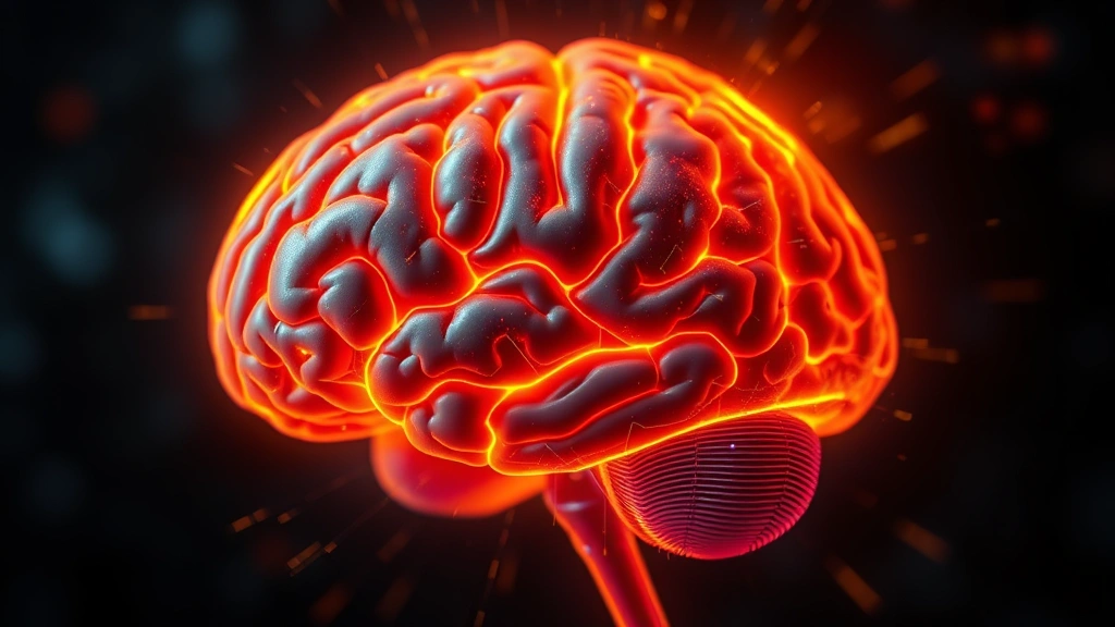 Brain scan visualization showing neural pathways lighting up in warm colors, representing mindfulness activation in prefrontal cortex and hippocampus regions
